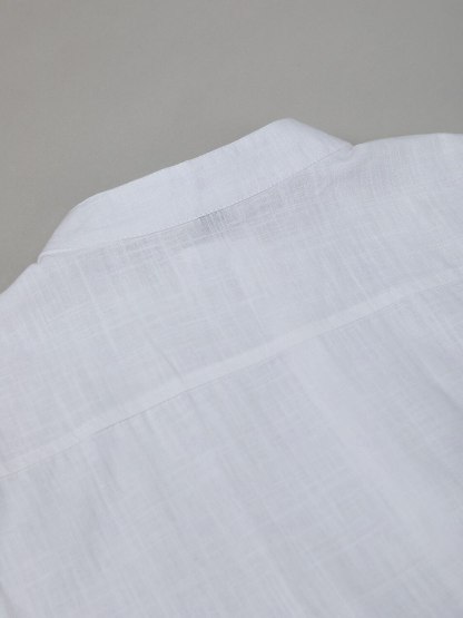 Men's Shirt Linen Shirt Summer Shirt Beach Wear Button Up Shirt Band Collar Shirt Black White Blue Orange Short Sleeve Plain Band Collar Summer Casual Daily Clothing Apparel