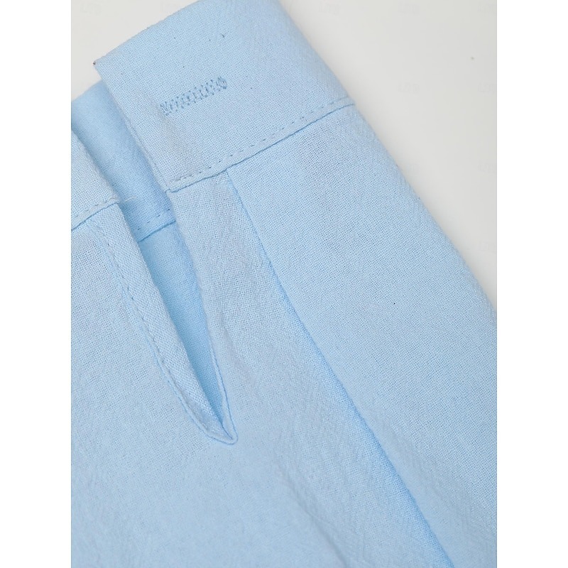 Men's Linen Shirt Summer Shirt Beach Wear Button Up Shirt Plain Casual Daily White Yellow Pink Blue Long Sleeve Lapel Spring & Summer Clothing Apparel Front Pocket