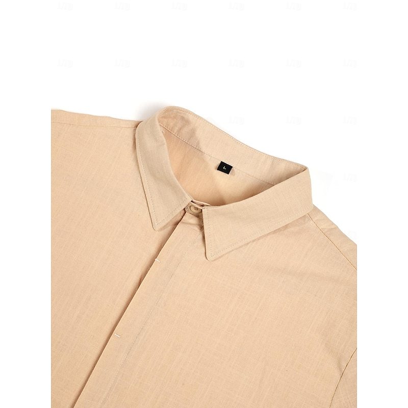 Men's Shirt Linen Shirt Summer Shirt Casual Shirt Beach Shirt Button Down Shirt Plain Casual Daily Black White Pink Blue Short Sleeve Collar Summer Clothing Apparel