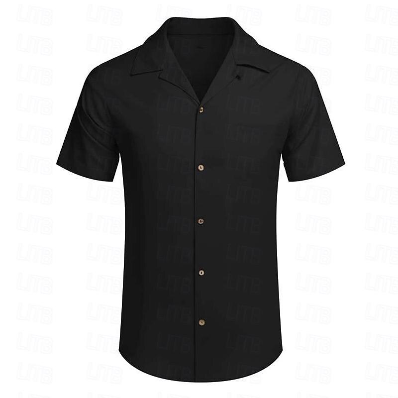 Men's Shirt Button Up Shirt Summer Shirt Beach Shirt Black White Pink Short Sleeve Plain Lapel Summer Casual Daily Clothing Apparel