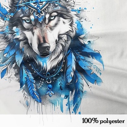 Men's Wolf Polo Shirts Golf Shirt Short Sleeve Polo Shirts Collared Shirts Funny Streetwear Vacation Wear Party Outfits Buttons 3D Print White