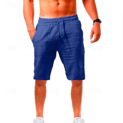 Men's Shorts Linen Shorts Summer Shorts Beach Shorts Drawstring Plain Yoga Business Beach Hawaiian Casual Light Khaki. Black