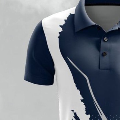 Men's Geometric Polo Short Sleeve Polo Shirts Collared Shirts Casual School Outdoor Athleisure Daily Wear 3D Print Blue