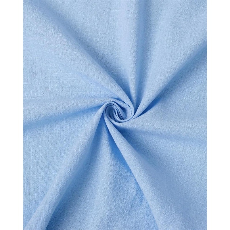 Men's Shirt Linen Shirt Summer Shirt Beach Wear Button Up Shirt White Blue Green Khaki Short Sleeve Plain Collar Summer Spring Casual Daily Clothing Apparel