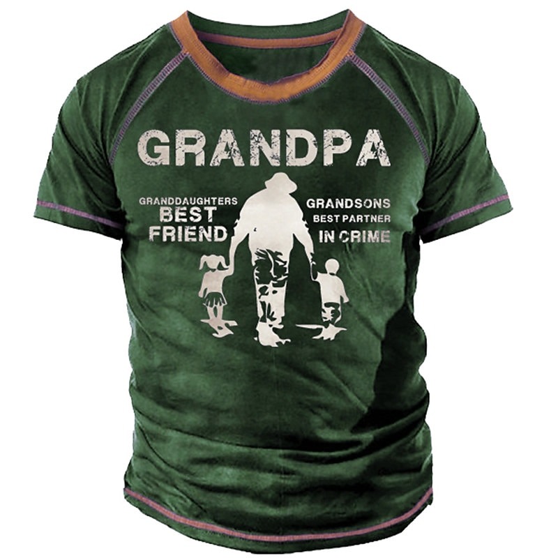 Men's Letter Graphic Prints T shirt Funny T Shirts Grandpa T Shirt Short Sleeve T shirt 3D Print Crew Neck Shirt Vintage Sports Designer Outdoor Street Daily Yellow Navy Blue Green Summer Clothing