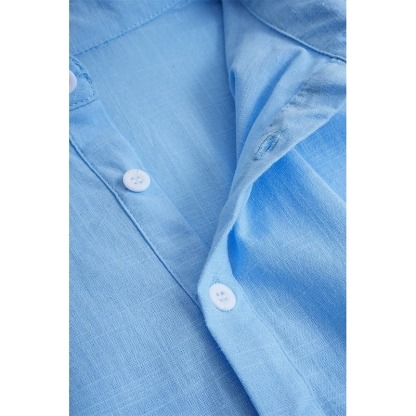 Men's Shirt Linen Shirt Summer Shirt Beach Wear Plain Casual Daily Black White Blue Green Long Sleeve Lapel Spring & Summer Clothing Apparel