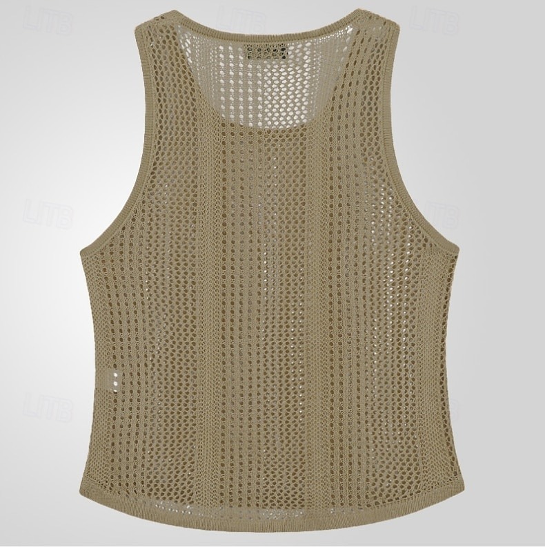 Men's Tank Top Undershirt Sleeveless Shirt Sleeveless Crew Neck Summer Solid Color Fashion Designer Muscle Knitted Outdoor Vacation Black White Army Green Top Tee for Men