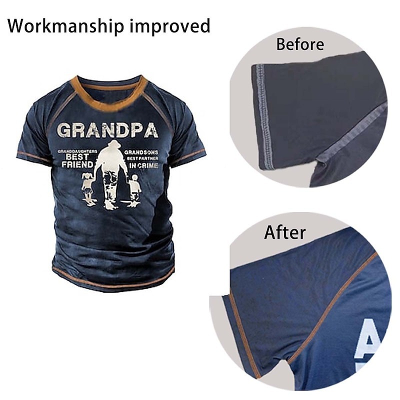 Men's Letter Graphic Prints T shirt Funny T Shirts Grandpa T Shirt Short Sleeve T shirt 3D Print Crew Neck Shirt Vintage Sports Designer Outdoor Street Daily Yellow Navy Blue Green Summer Clothing