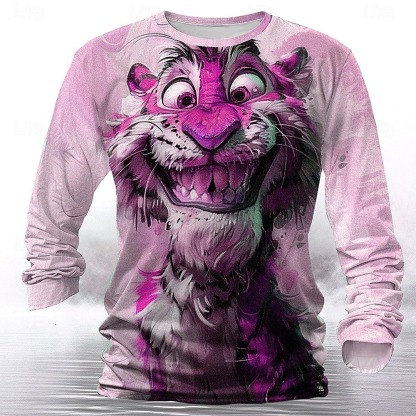 Men's Tiger T shirt Henley Shirt Long Sleeve T shirt 3D Print Crew Neck Shirt Designer Retro Vintage Street Casual Daily Green 1# Blue Purple Summer Spring Fall Clothing Apparel S M L XL XXL 3XL