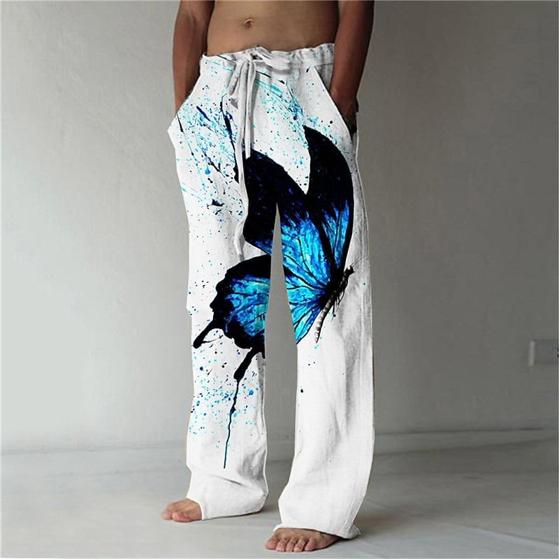 Men's Trousers Summer Pants Beach Pants Drawstring Elastic Waist 3D Pr