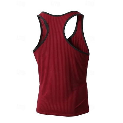 Men's Tank Top Vest Top Undershirt Sleeveless Shirt Sleeveless Crew Neck Summer Color Block Pit Strip Fashion Designer Basic Quick Dry Vacation Street Going out Black White Wine Top Tee for Men