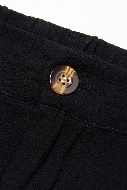 Men's Shorts Linen Shorts Summer Shorts Pleated Shorts Pocket Pleats Straight Leg Plain Comfort Breathable Short Casual Daily Holiday Linen Cotton Blend Fashion Designer Black White