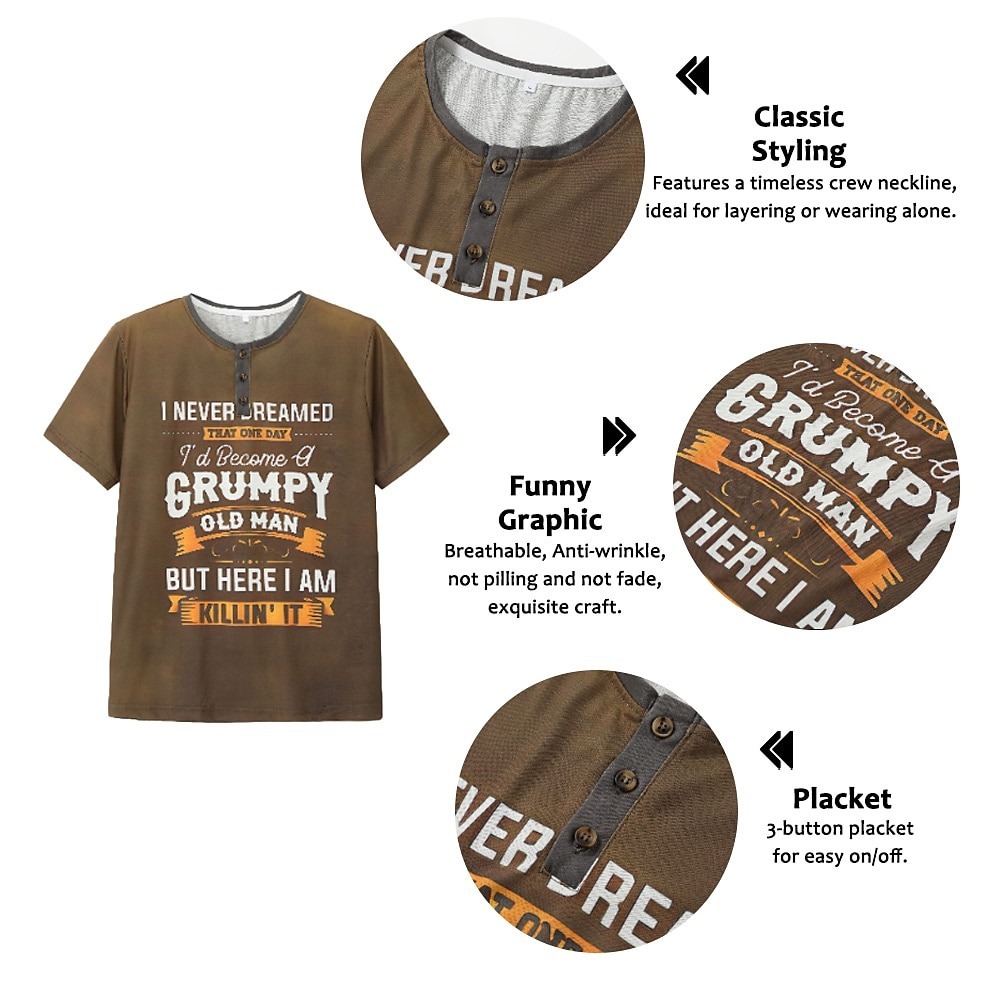 Men's Graphic Letter Henley Shirt Tee Short Sleeve 3D Print Vintage Fashion Designer Outdoor Casual Daily Summer Navy Blue Royal Blue Blue Sky Blue Purple Henley Henley T-Shirt