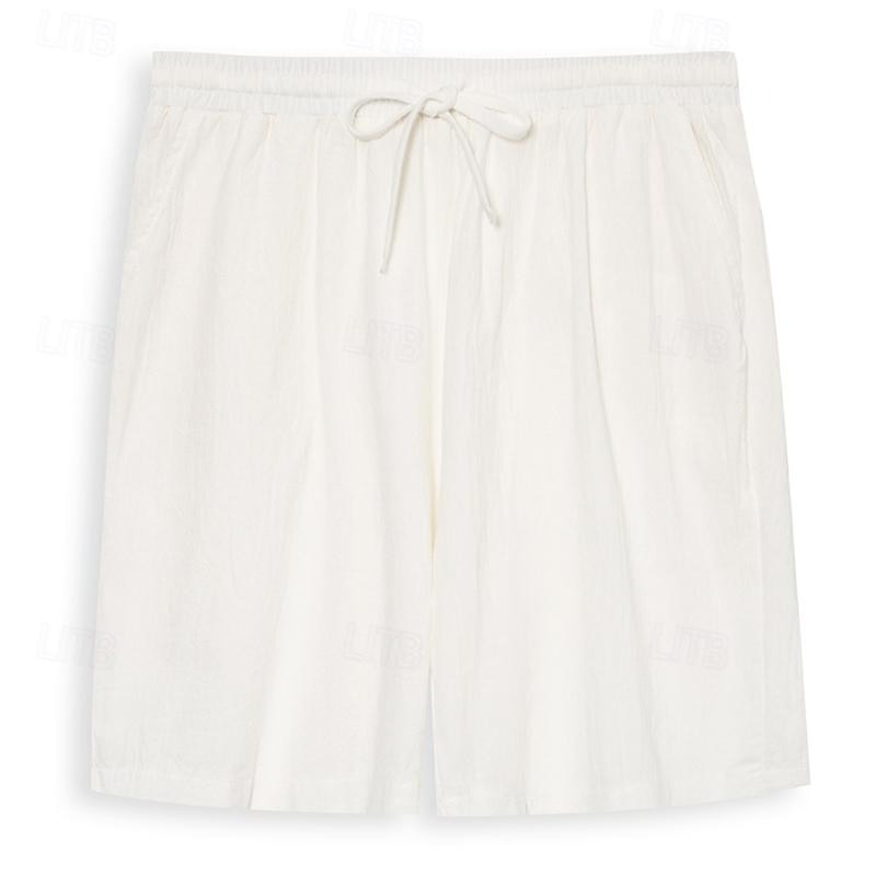 Men's Shorts Summer Shorts Beach Shorts Drawstring Plain Yoga Business Beach Hawaiian Casual Black White