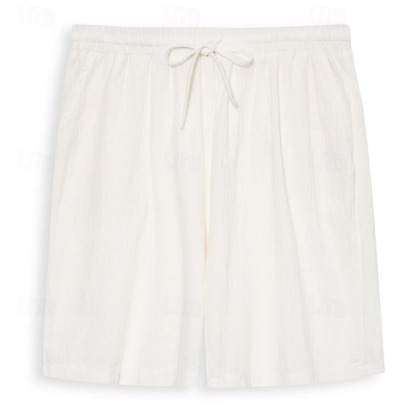 Men's Shorts Summer Shorts Beach Shorts Drawstring Plain Yoga Business Beach Hawaiian Casual Black White