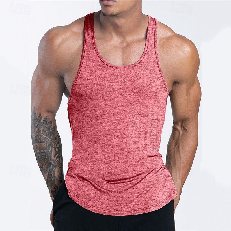 Men's Tank Top Vest Top Undershirt Sleeveless Shirt Sleeveless U Neck Summer Plain Fashion Designer Basic Vacation Street Going out Black Pink Navy Blue Top Tee for Men