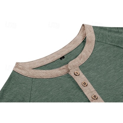 Men's T Shirt Henley Shirt Short Sleeve Shirt Tee Top Short Sleeve Henley Summer Color Block Solid / Plain Color Fashion Designer Fashion Vacation Street Going out Navy Black White Top Tee for Men