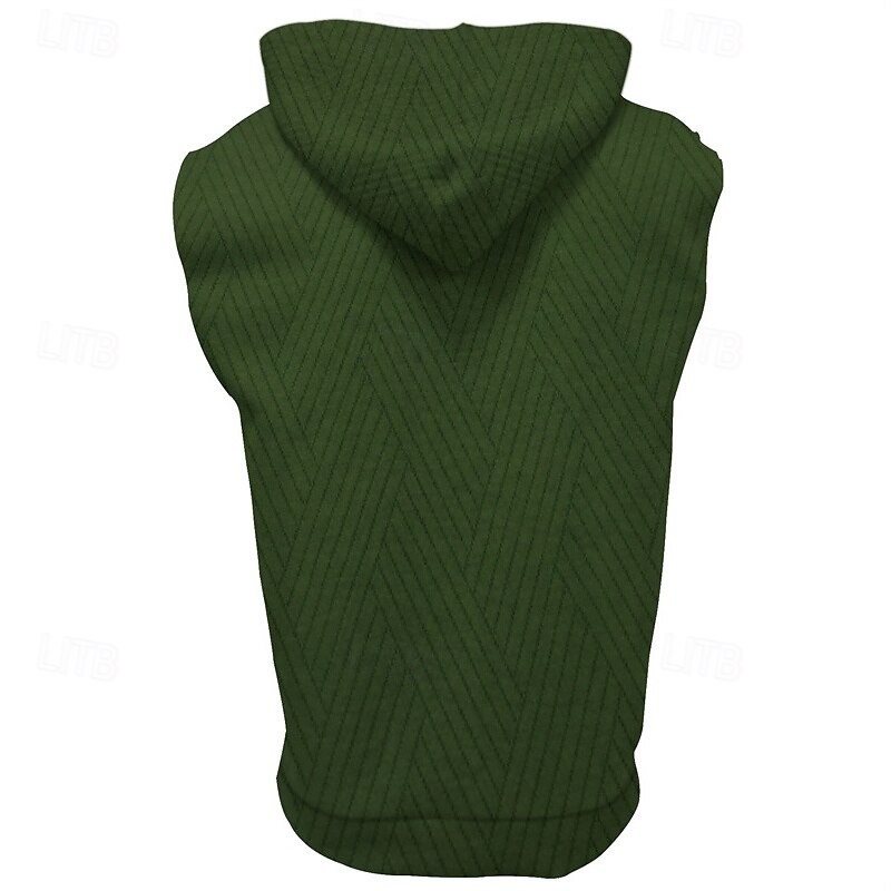 Men's Tank Top Vest Top Undershirt Sleeveless Shirt Sleeveless Hooded Summer Plain Fashion Designer Basic Jacquard Front Pocket Vacation Street Going out Black White Khaki Top Tee for Men