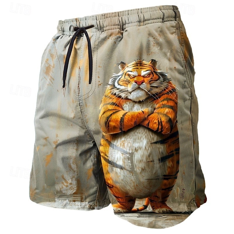 Men's Animal Tiger Funny Swimming Trunks Board Shorts Shorts Mid Waist