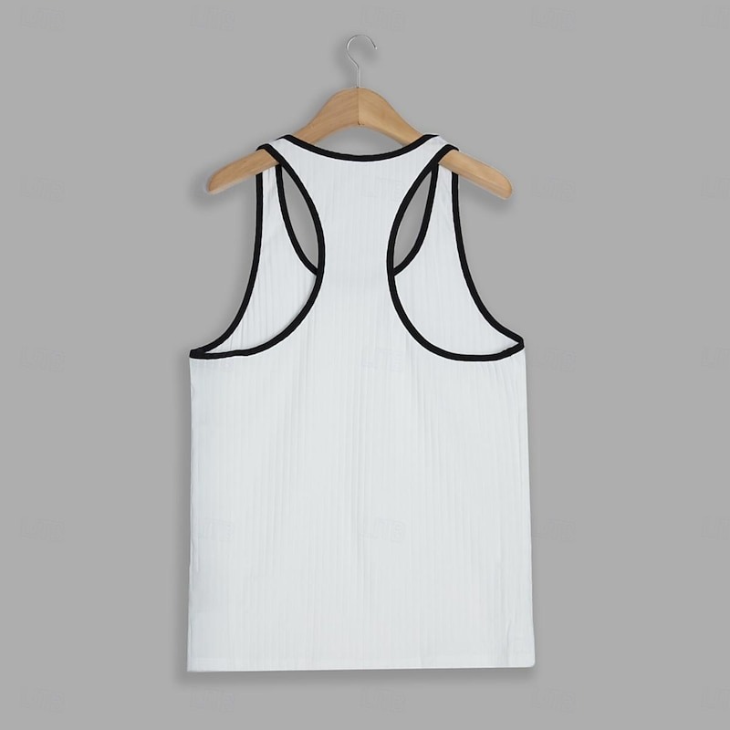Men's Tank Top Rib Knit Top Wife beater Shirt Color Block Pit Strip Crew Neck Outdoor Going out Sleeveless Clothing Apparel Fashion Designer Muscle