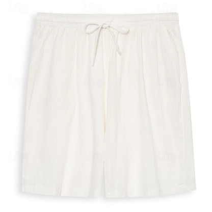 Men's Shorts Summer Shorts Beach Shorts Baggy Shorts Drawstring Elastic Waist Straight Leg Plain Comfort Breathable Short Outdoor Casual Daily Classic Style Retro Vintage Black White Micro-elastic