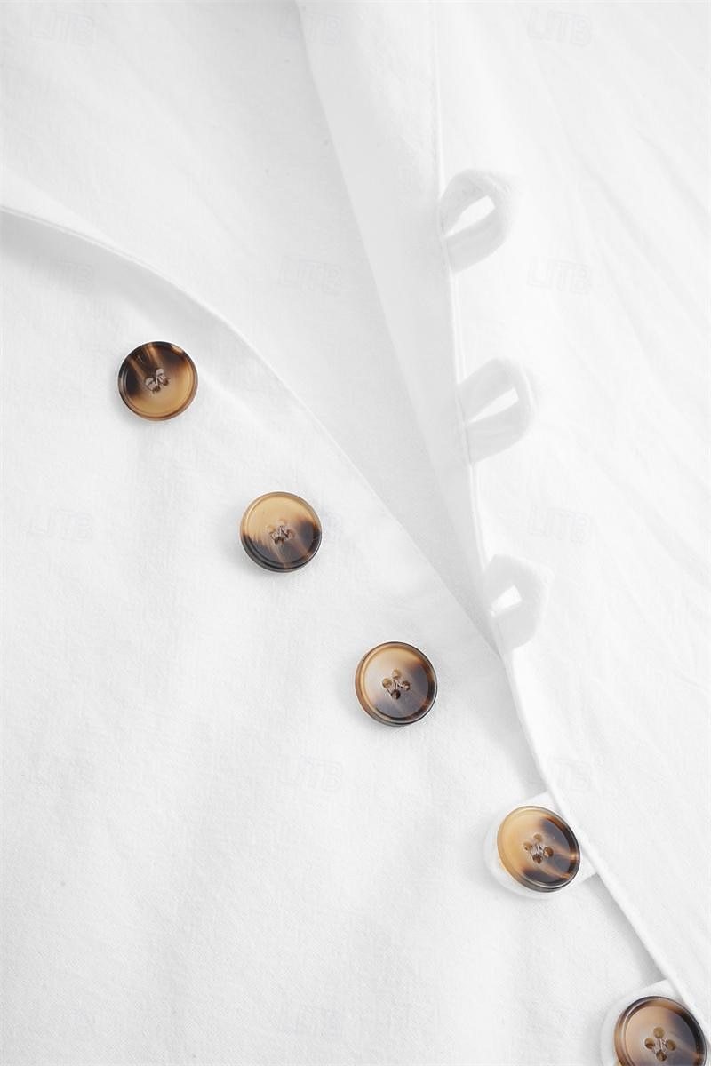 Men's Shirt Linen Shirt Summer Shirt Elegant Button Up Shirt Casual Shirt Black White Pink Blue Long Sleeve Plain Band Collar Summer Spring & Fall Daily Vacation Clothing Apparel