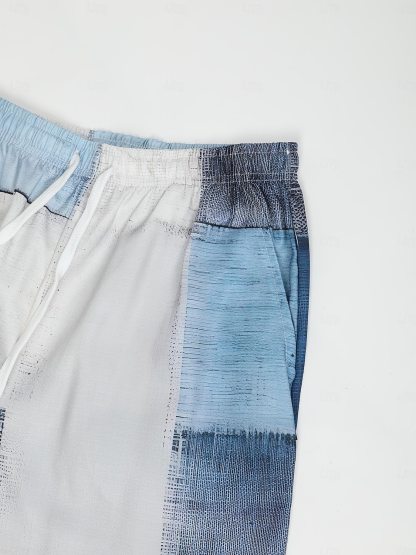 Plaid Color Block Men's Resort 3D Printed Casual Pants Trousers Elastic Waist Drawstring Loose Fit Straight-Leg Summer Beach Pants S TO 3XL