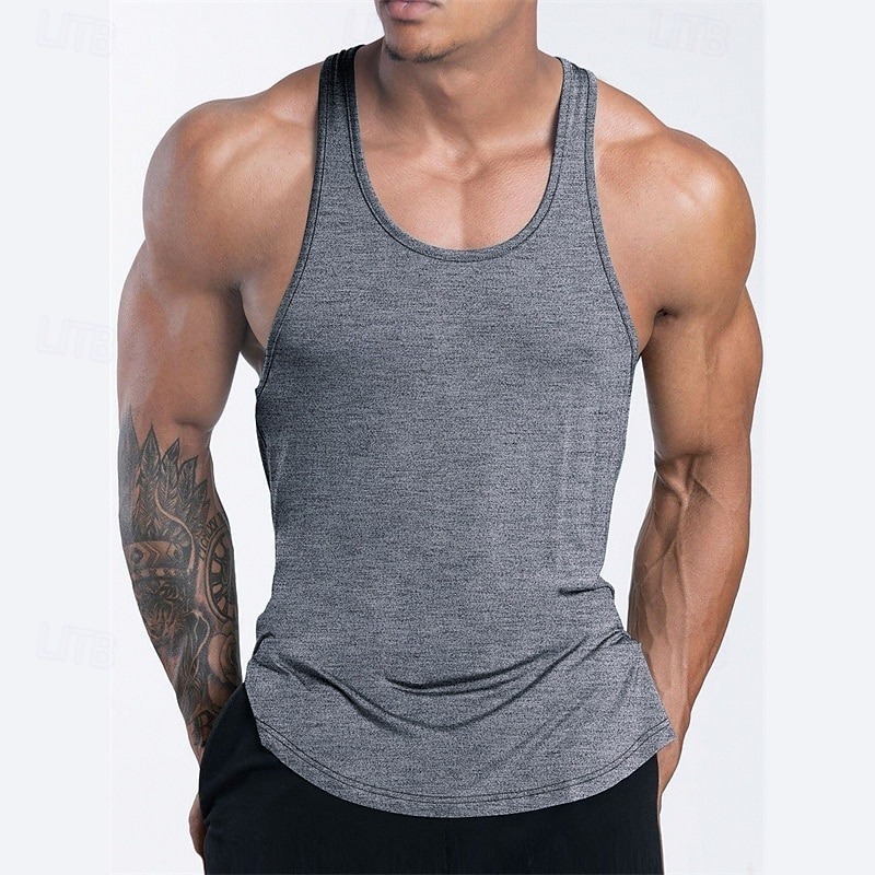 Men's Tank Top Vest Top Undershirt Sleeveless Shirt Sleeveless U Neck Summer Plain Fashion Designer Basic Vacation Street Going out Black Pink Navy Blue Top Tee for Men