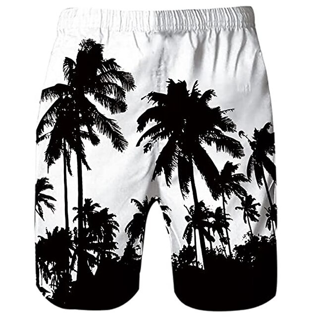 Men's Coconut Tree Board Shorts Swim Shorts Swim Trunks Mid Waist Hawaiian Boho Casual Daily Holiday Drawstring with Mesh lining Elastic Waist Designer Clothing Apparel
