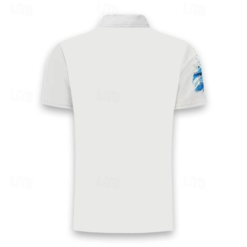 Men's Wolf Polo Shirts Golf Shirt Short Sleeve Polo Shirts Collared Shirts Funny Streetwear Vacation Wear Party Outfits Buttons 3D Print White