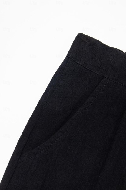 Men's Shorts Linen Shorts Summer Shorts Pleated Shorts Pocket Pleats Straight Leg Plain Comfort Breathable Short Casual Daily Holiday Linen Cotton Blend Fashion Designer Black White