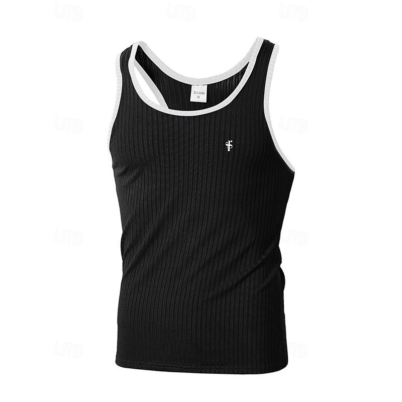 Men's Tank Top Vest Top Undershirt Sleeveless Shirt Sleeveless Crew Neck Summer Color Block Pit Strip Fashion Designer Basic Quick Dry Vacation Street Going out Black White Wine Top Tee for Men
