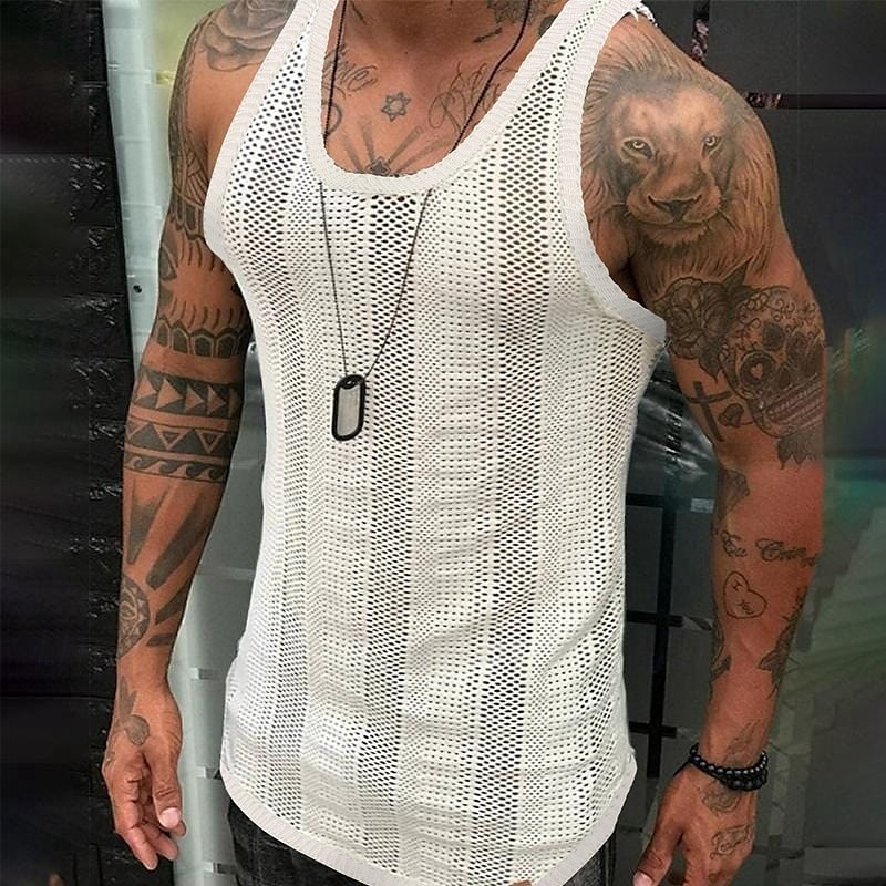 Men's Tank Top Undershirt Sleeveless Shirt Sleeveless Crew Neck Summer Solid Color Fashion Designer Muscle Knitted Outdoor Vacation Black White Army Green Top Tee for Men