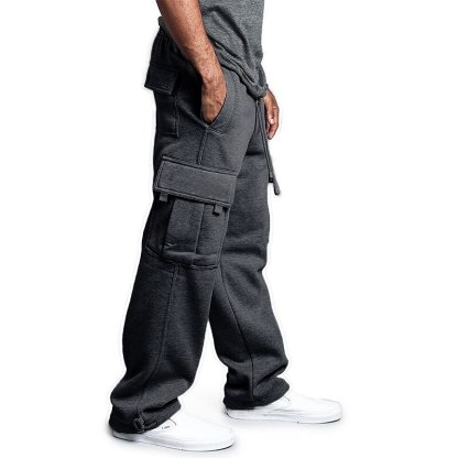 Men's Cargo Sweatpants Fleece Pants Sweatpants Joggers Trousers Drawstring Elastic Waist Multi Pocket Solid Color Windproof Outdoor Full Length Casual Daily Fashion Streetwear Loose Fit Black White