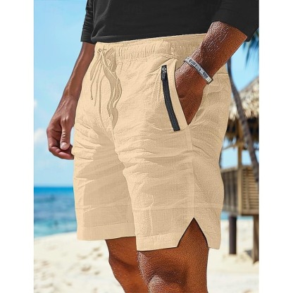 Men's Shorts Linen Shorts Summer Shorts Beach Shorts Pocket Drawstring Elastic Waist Plain Comfort Breathable Short Casual Daily Holiday Fashion Classic Style White Army Green