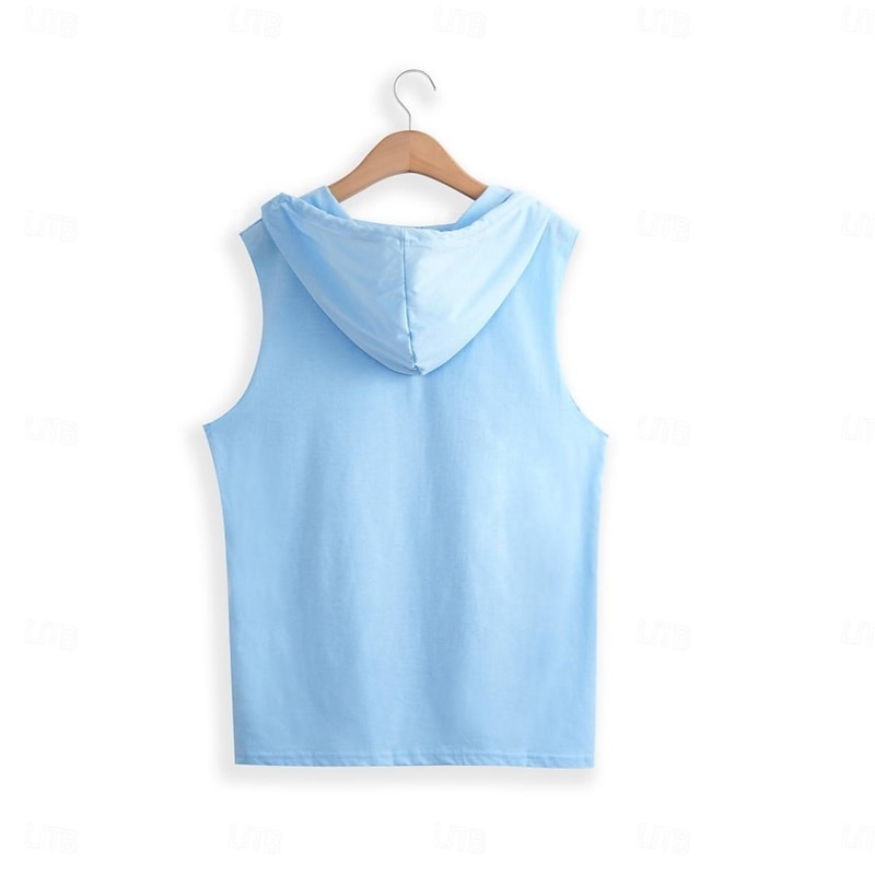 Men's Tank Top Vest Top Sleeveless Hoodie Sleeveless Shirt Gym Muscle Tee Plain Hooded Outdoor Going out Sleeveless Clothing Apparel Fashion Designer Muscle