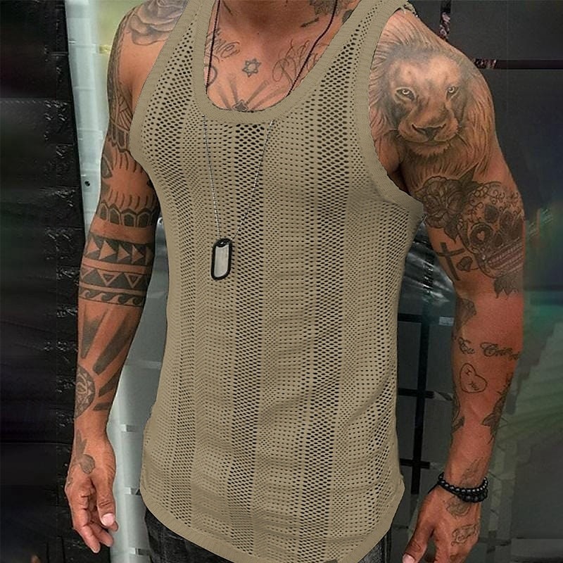 Men's Tank Top Undershirt Sleeveless Shirt Sleeveless Crew Neck Summer Solid Color Fashion Designer Muscle Knitted Outdoor Vacation Black White Army Green Top Tee for Men