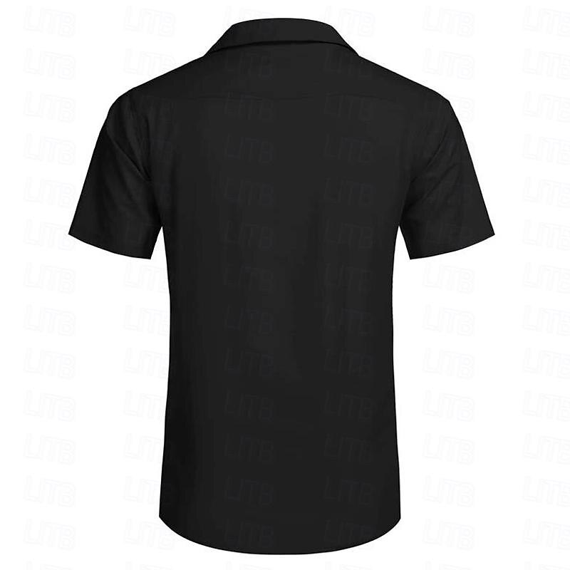 Men's Shirt Button Up Shirt Summer Shirt Beach Shirt Black White Pink Short Sleeve Plain Lapel Summer Casual Daily Clothing Apparel