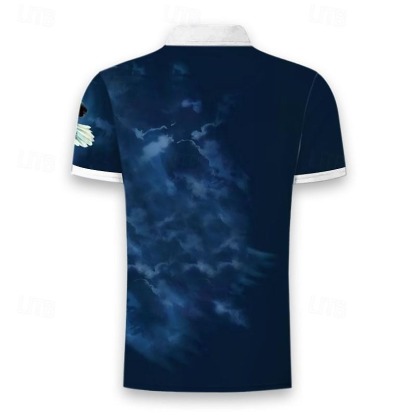 Men's Zip Polo Shirts Golf Shirt Short Sleeve Polo Shirts Collared Shirts Casual Funny Streetwear Vacation Wear Party Outfits 3D Print Quarter Zip Polo Blue