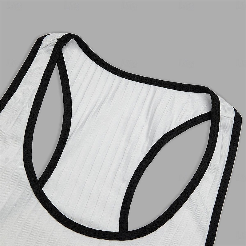 Men's Tank Top Rib Knit Top Wife beater Shirt Color Block Pit Strip Crew Neck Outdoor Going out Sleeveless Clothing Apparel Fashion Designer Muscle