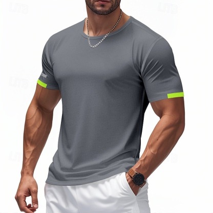 Men's T Shirt Muscle Shirts Short Sleeve Crewneck Summer Active Classic Sports & Outdoor Running Light Blue Black White Top Tee for Men