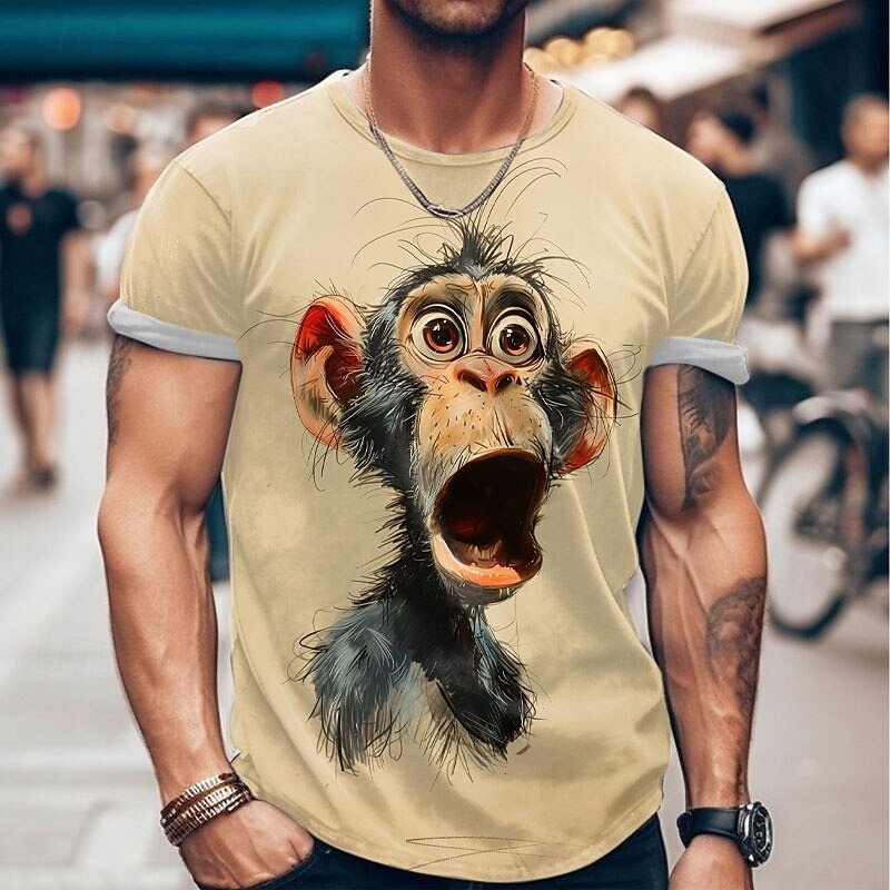 Men's Animal Funny T Shirt Short Sleeve T shirt 3D Print Crew Neck Shi