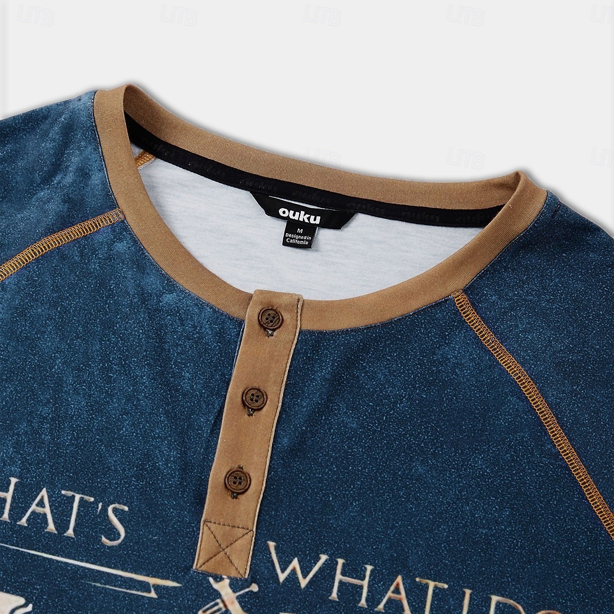 Men's Graphic Letter I Fix Stuff Henley Shirt Tee Long Sleeve 3D Print Fashion Designer Comfort Casual Daily Wear Going out Spring & Fall 1 2 3 Black Navy Blue Henley Henley T-Shirt