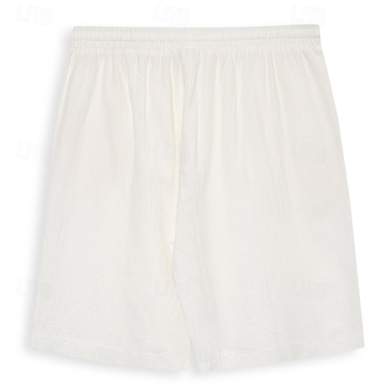 Men's Shorts Summer Shorts Beach Shorts Baggy Shorts Drawstring Elastic Waist Straight Leg Plain Comfort Breathable Short Outdoor Casual Daily Classic Style Retro Vintage Black White Micro-elastic