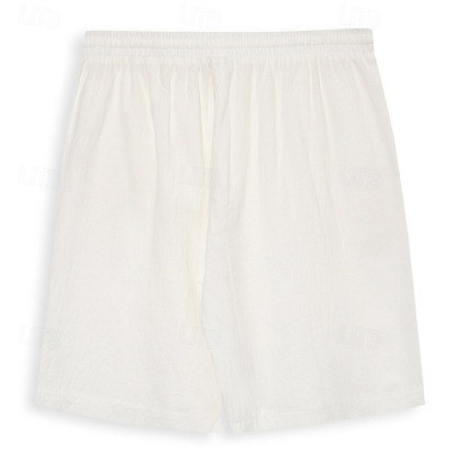 Men's Shorts Summer Shorts Beach Shorts Baggy Shorts Drawstring Elastic Waist Straight Leg Plain Comfort Breathable Short Outdoor Casual Daily Classic Style Retro Vintage Black White Micro-elastic