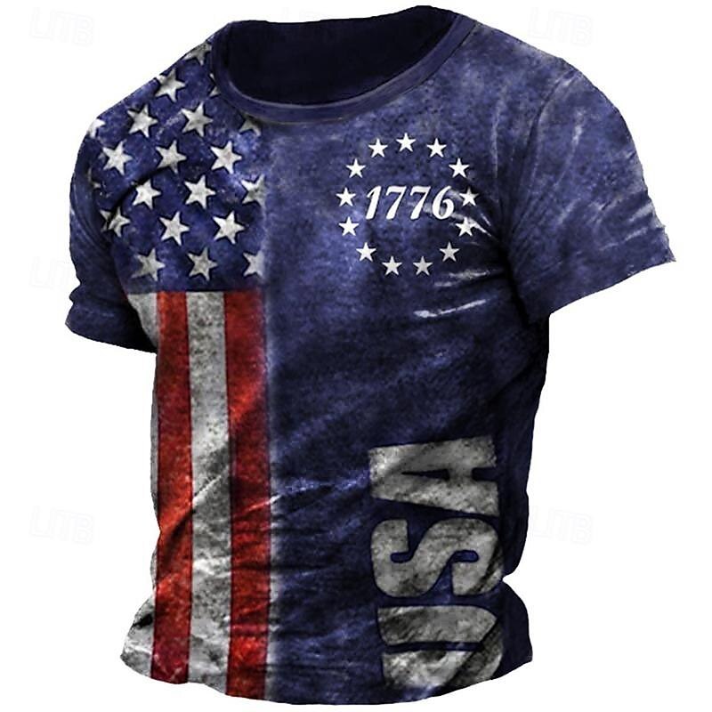 Graphic American Flag 1776 Fashion Designer Casual Men's 3D Print Shor