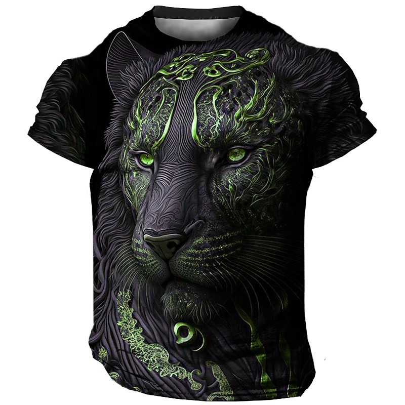 Men's Graphic Animal Tiger T shirt Short Sleeve T shirt 3D Print Crew Neck Shirt Vintage Fashion Designer Outdoor Daily Sports Light Yellow Dark Yellow Yellow Spring & Summer Clothing Apparel S M L