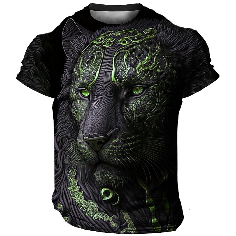 Men's Graphic Animal Tiger T shirt Short Sleeve T shirt 3D Print Crew Neck Shirt Vintage Fashion Designer Outdoor Daily Sports Light Yellow Dark Yellow Yellow Spring & Summer Clothing Apparel S M L