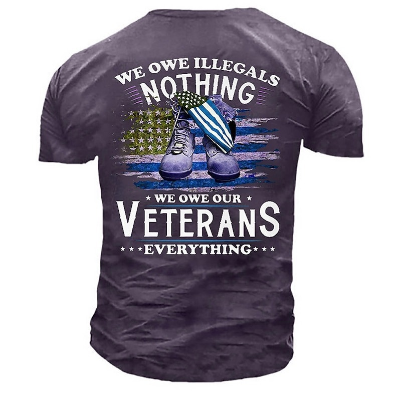 Veterans Day Men's Patriot Patriotic Veteran Unisex Graphic Prints Shoe National Flag T shirt Slogan T Shirts Retro Shirts Short Sleeve T shirt 3D Print Crew Neck Shirt Sports Designer Casual