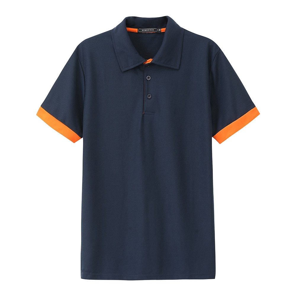 Men's Polo Shirt Golf Shirt Casual Holiday Lapel Classic Short Sleeve Fashion Basic Plain Button Summer Regular Fit Black Pink Wine Navy Blue Blue Orange Polo Shirt